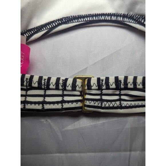 PINK Victoria Secret bikini swim TOP Striped & Aqua fringe halter Size Small - Picture 11 of 14